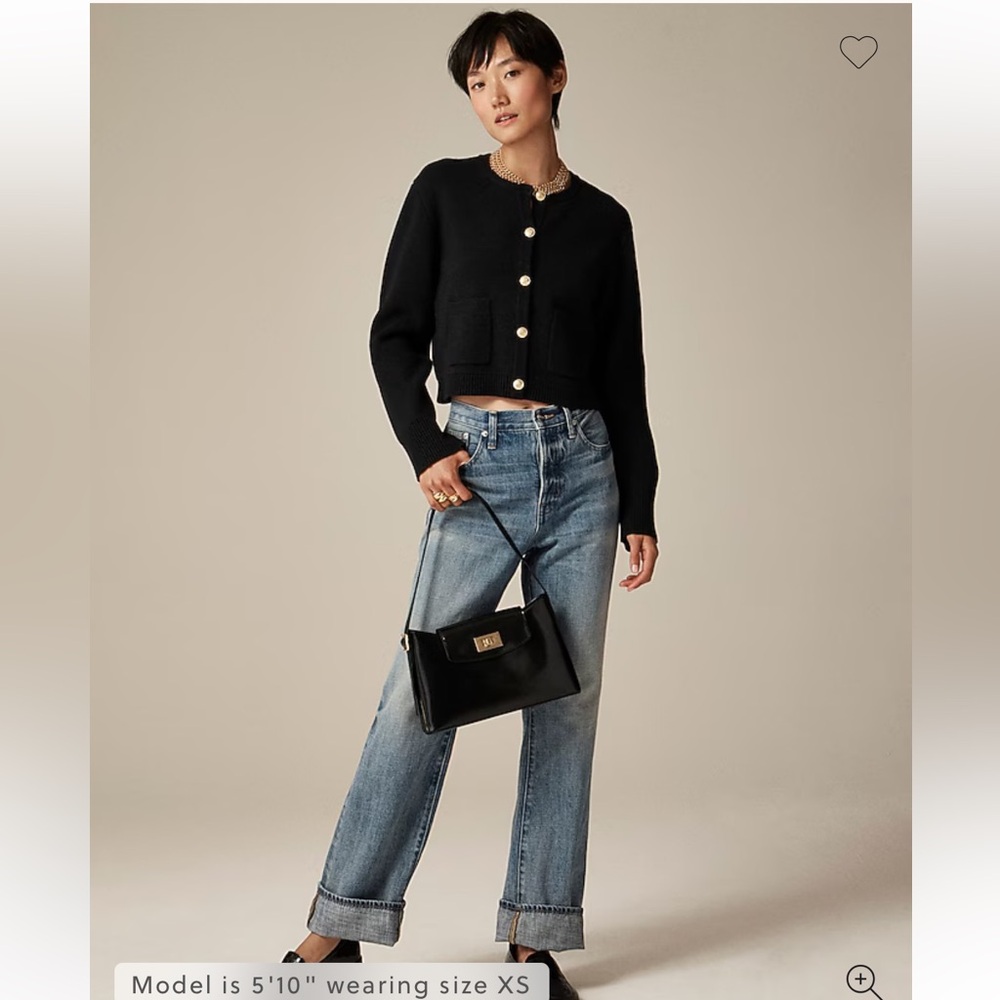 J. Crew Black relaxed Emilie sweater lady jacket - Picture 2 of 11